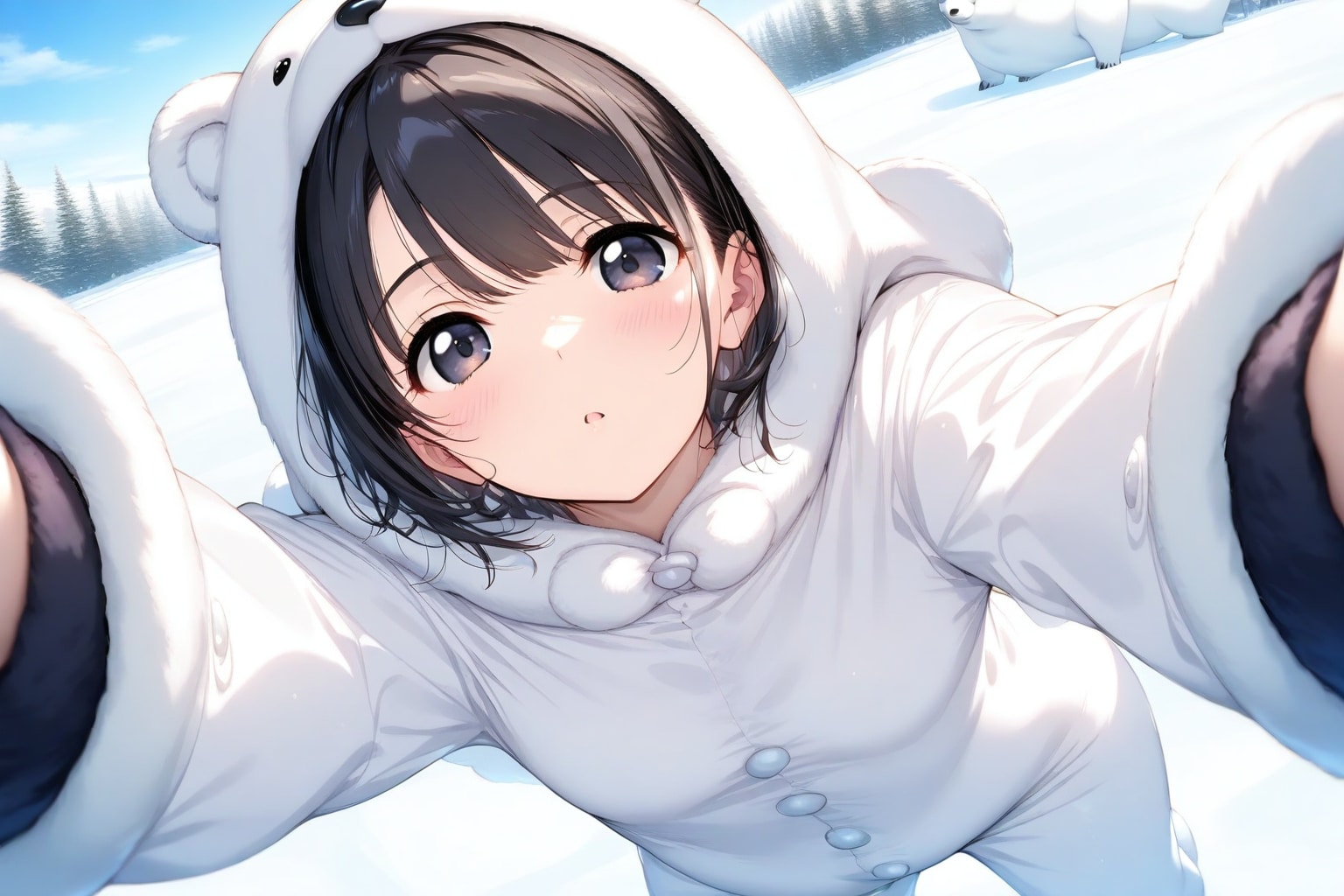 しろくまのきぐるみ（モデル: WAVE） | の人気AIイラスト・グラビア