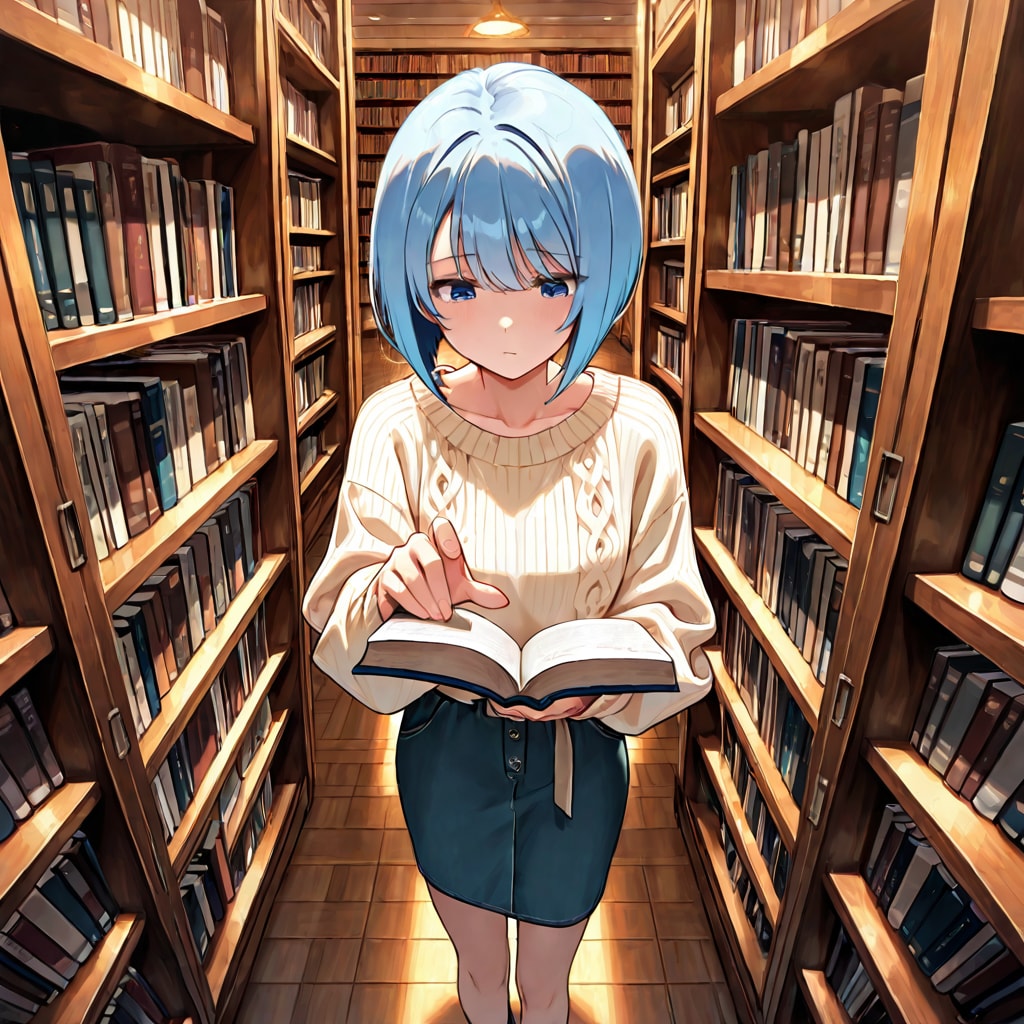 本棚の間での発見 | の人気AIイラスト・グラビア
