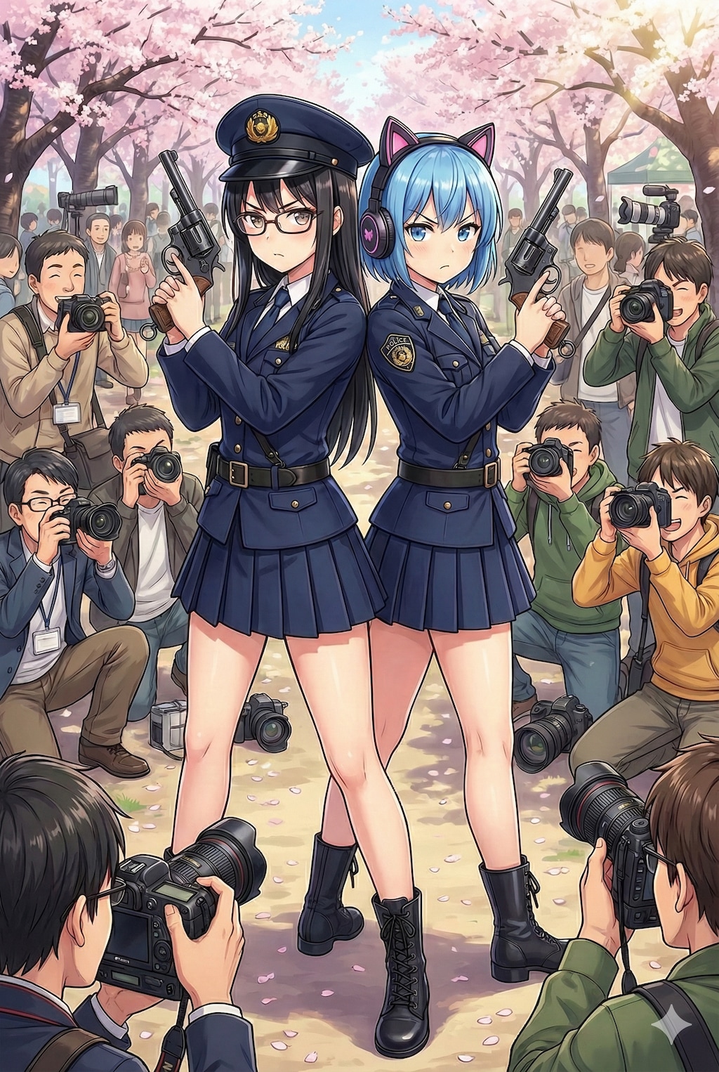 背中合わせの即席ポリス