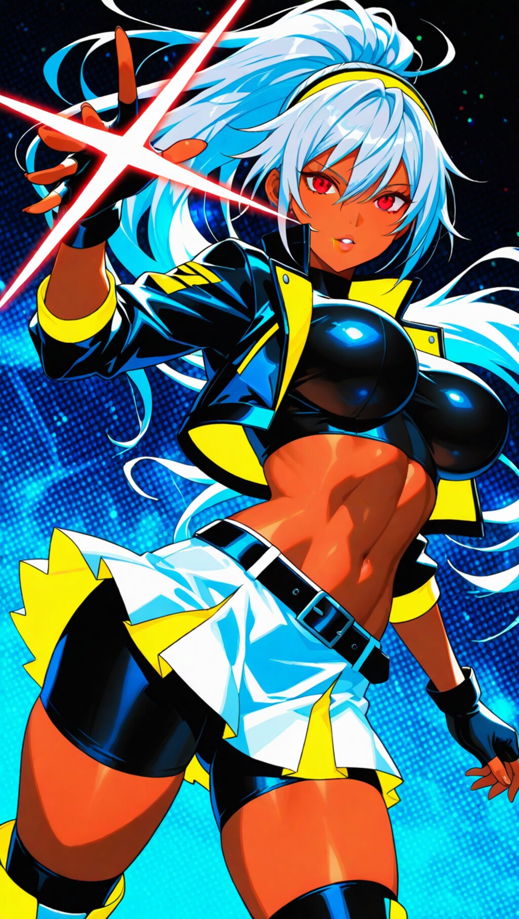 銀髪ポニーテール褐色ギャル