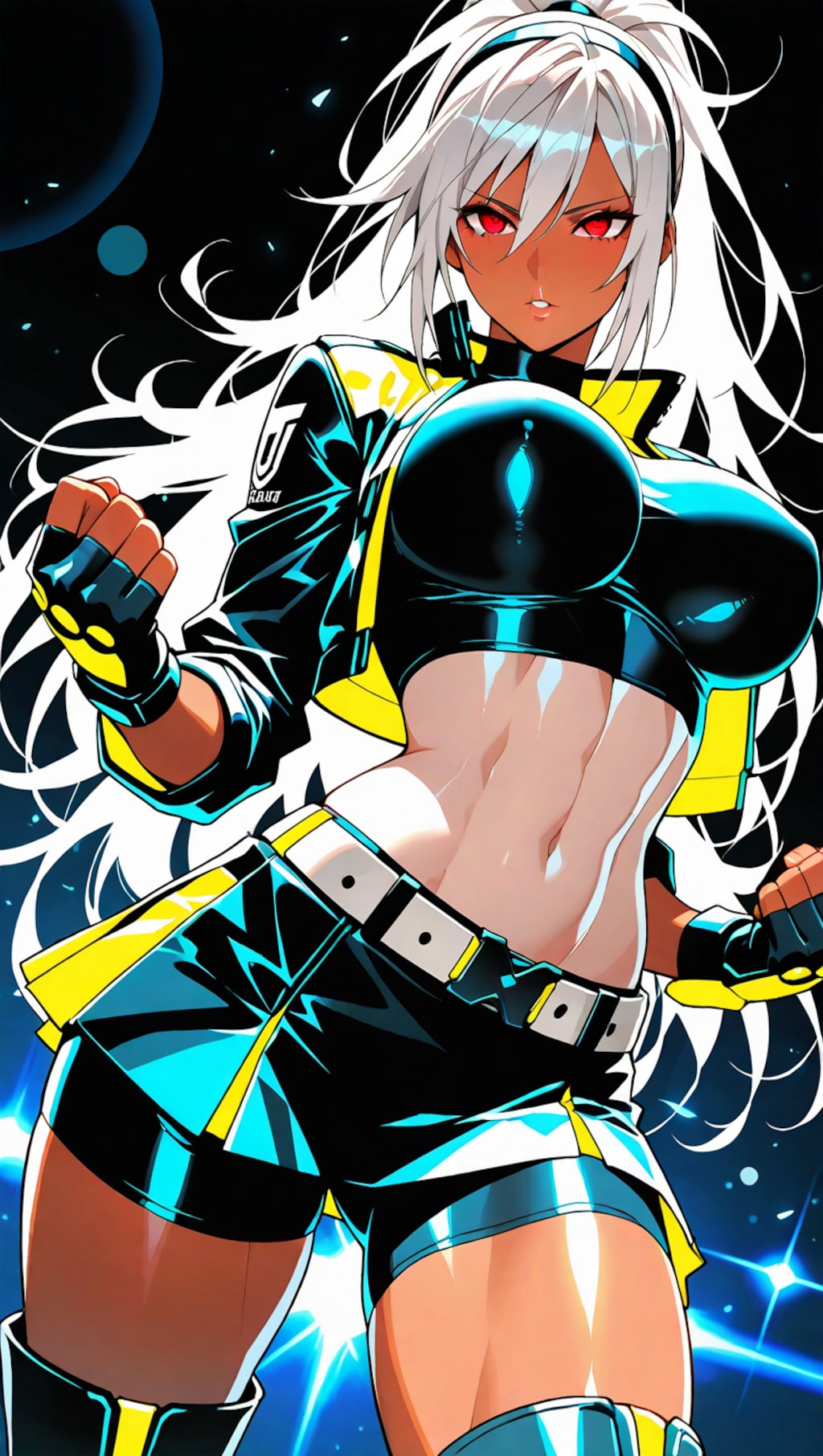 銀髪ポニーテール褐色ギャル