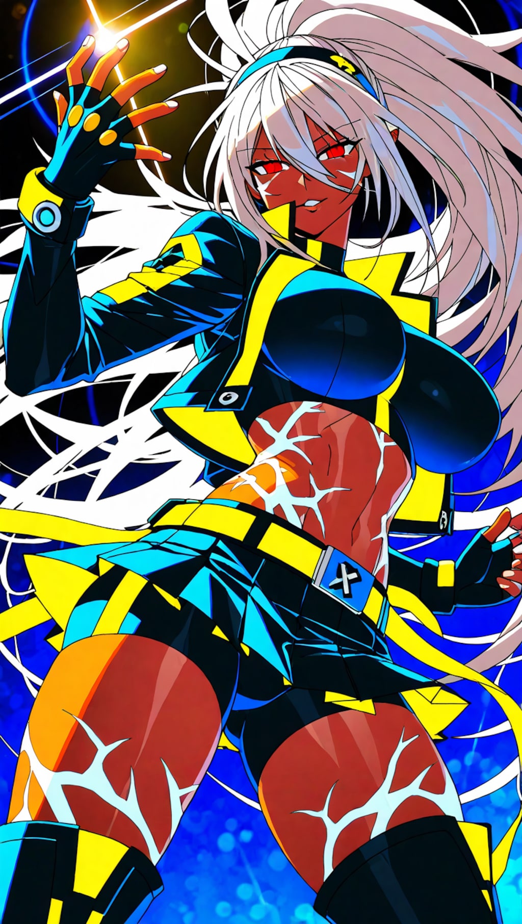 銀髪ポニーテール褐色ギャル