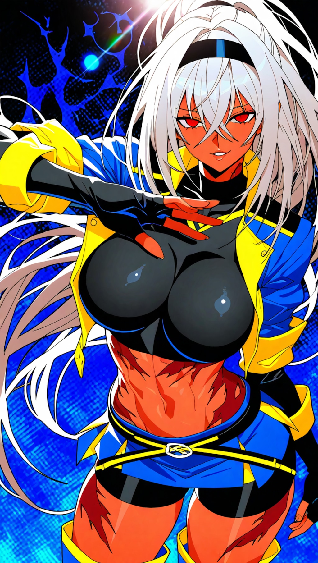 銀髪ポニーテール褐色ギャル