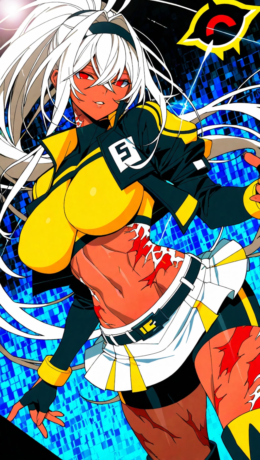 銀髪ポニーテール褐色ギャル