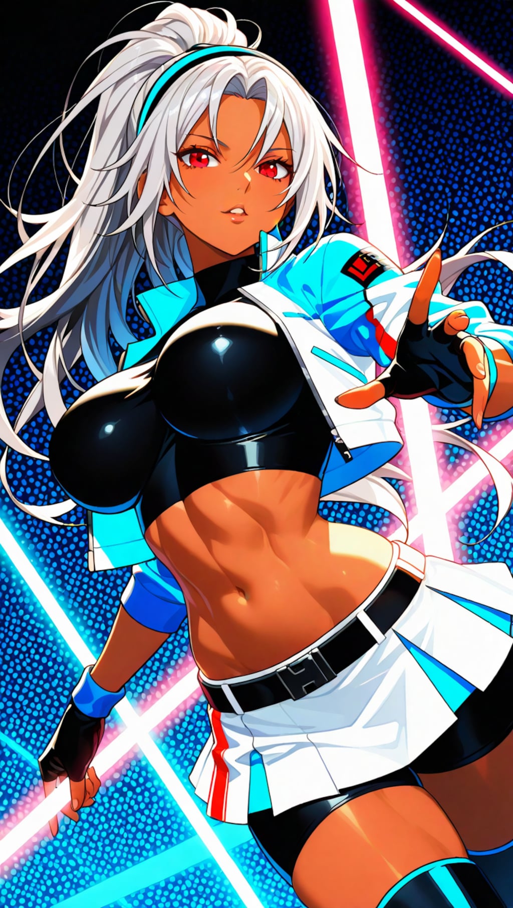 銀髪ポニーテール褐色ギャル