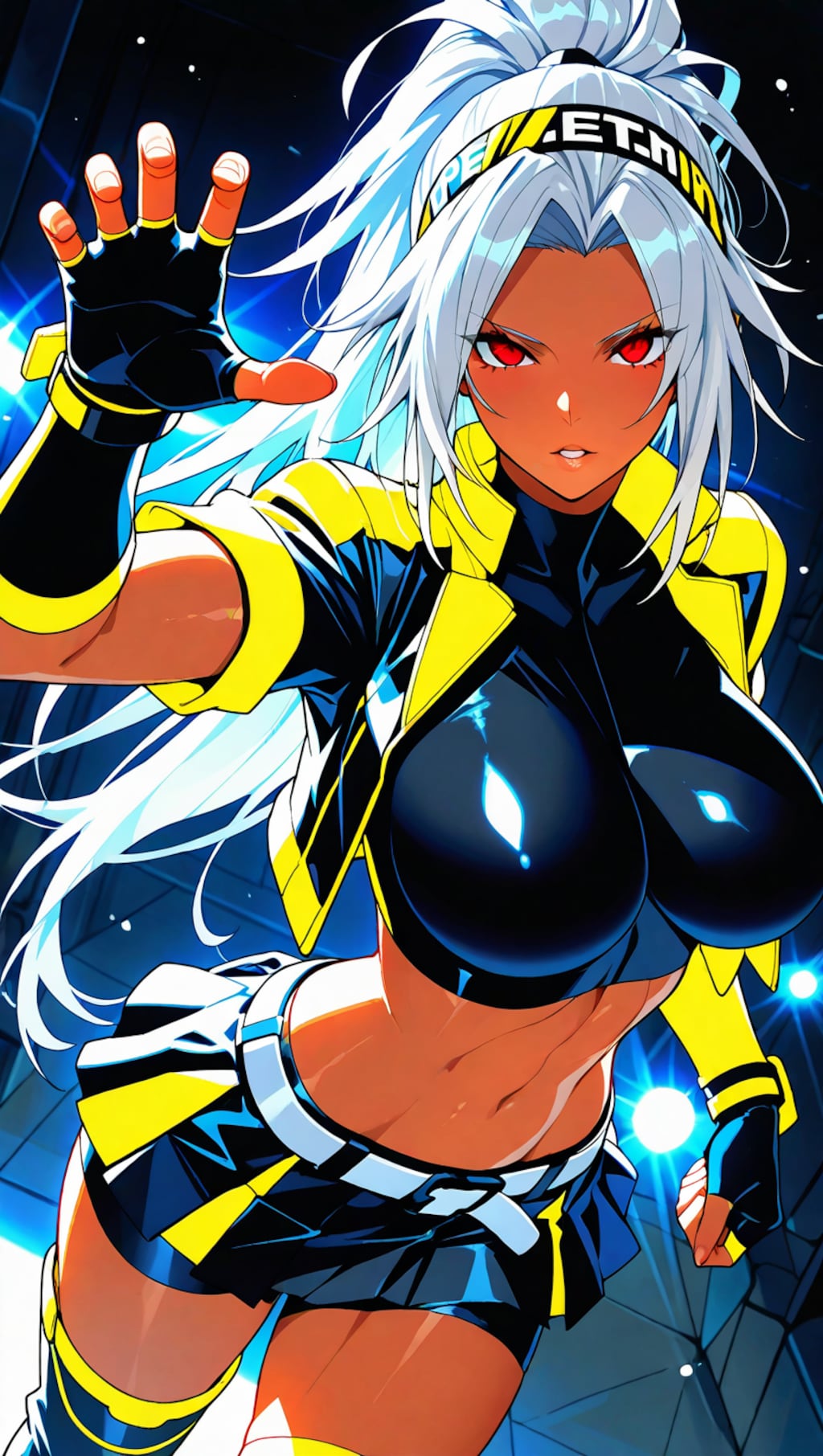 銀髪ポニーテール褐色ギャル