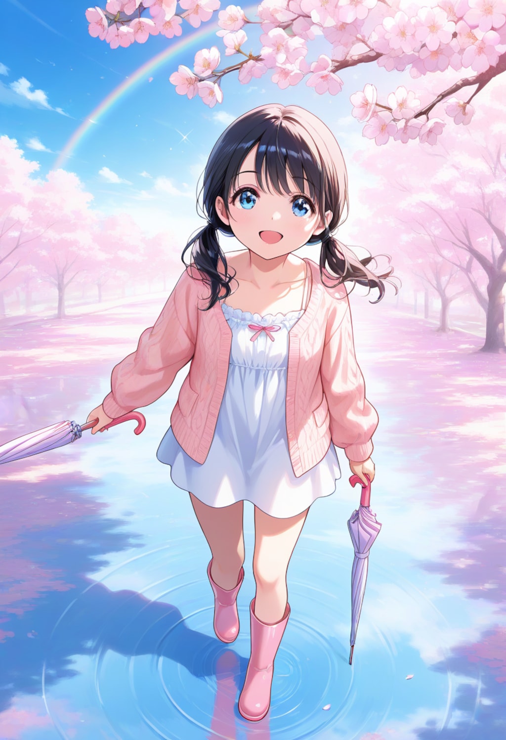 雨上がり、虹と桜(4)