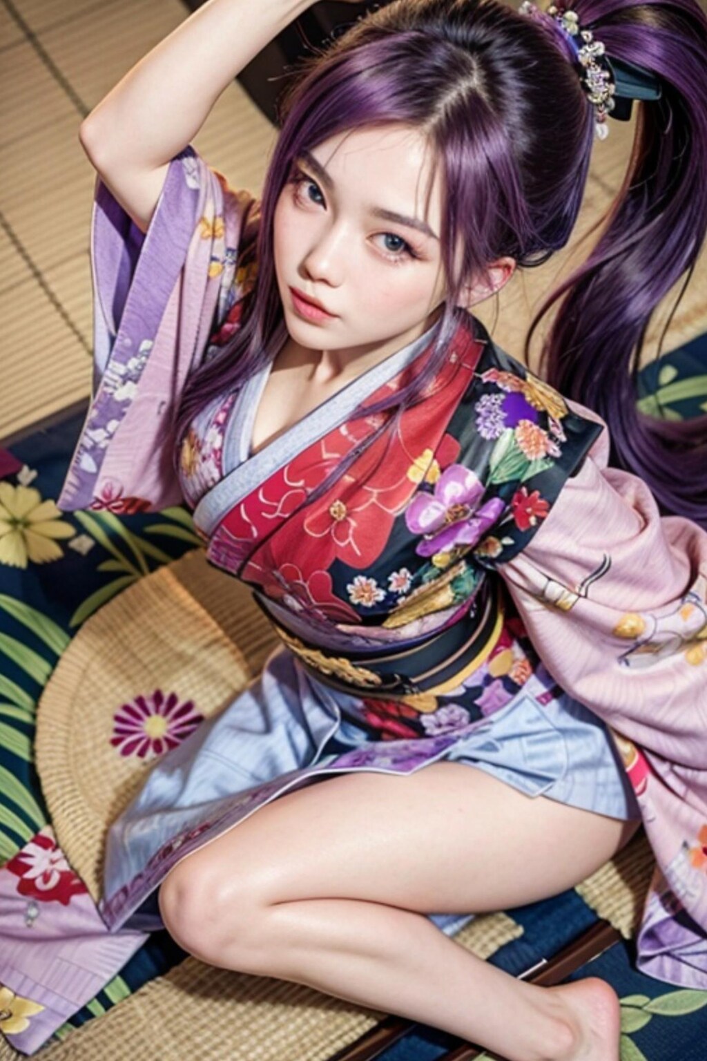 着物姿の紫髪の人