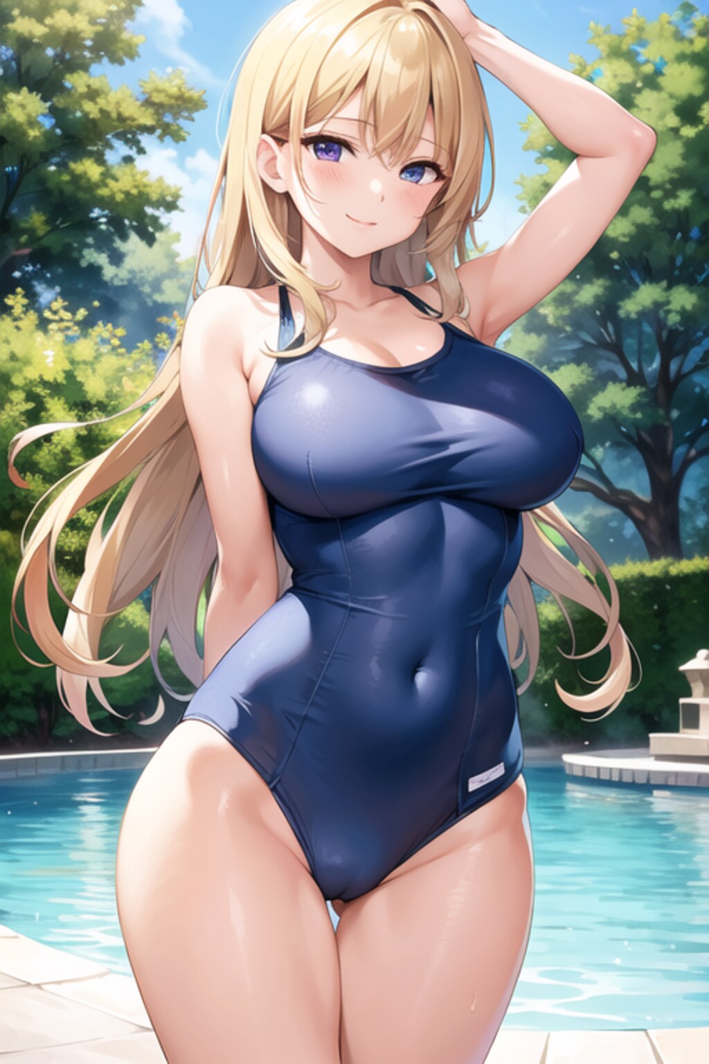 オッドアイなスク水お姉さん。