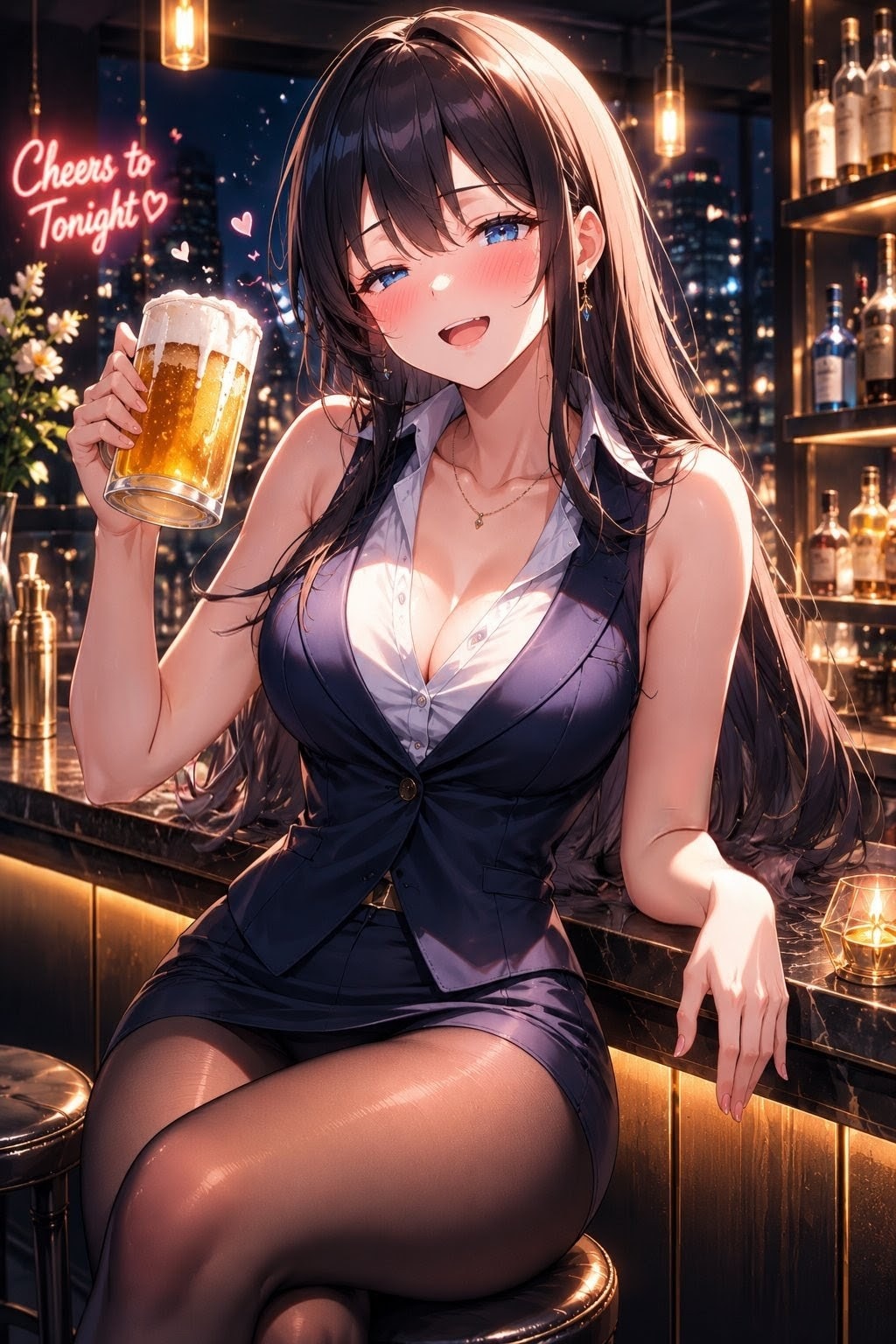 バーでもビール派な目菜美姐さん