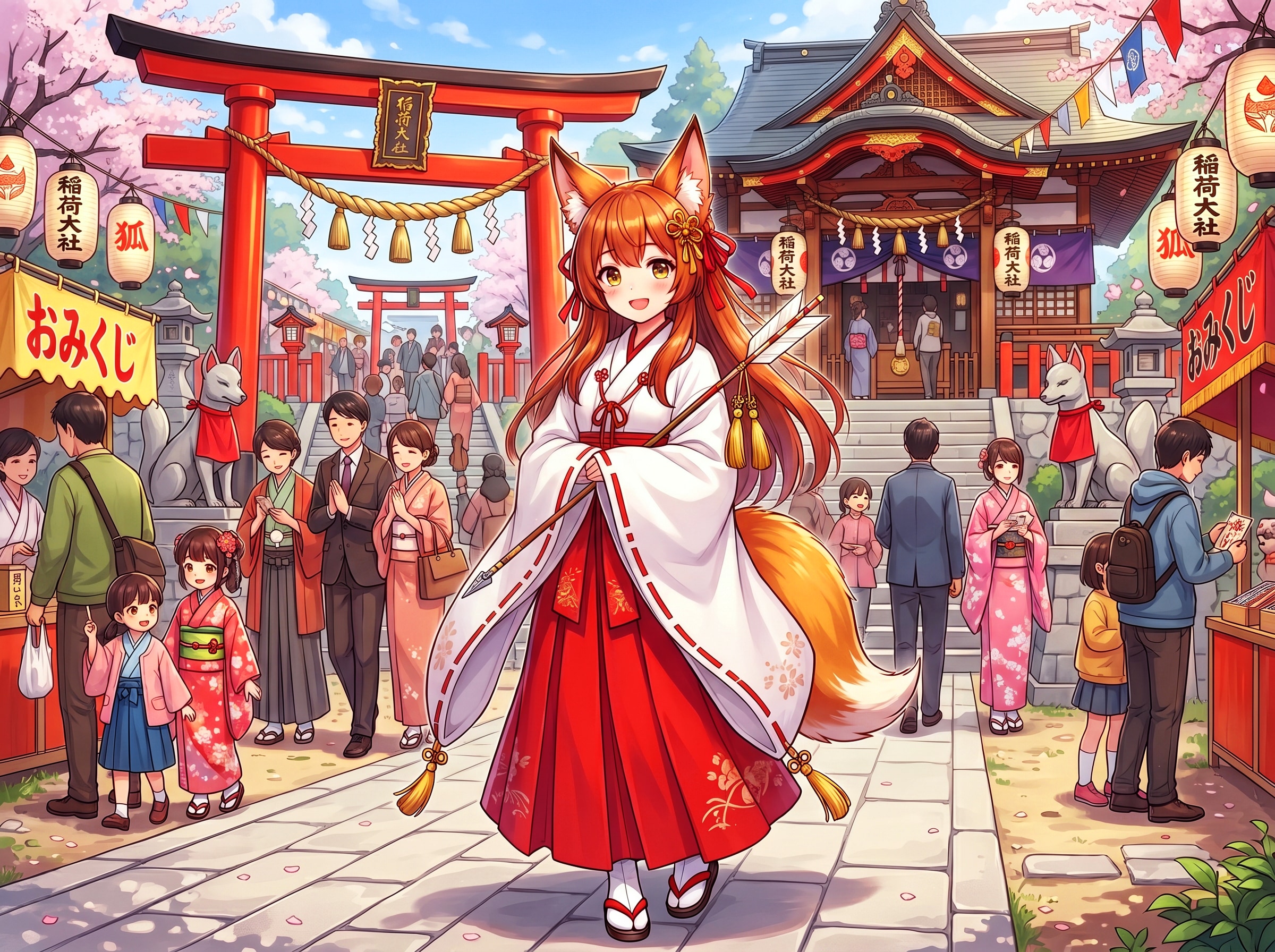 稲荷神社の巫女さん