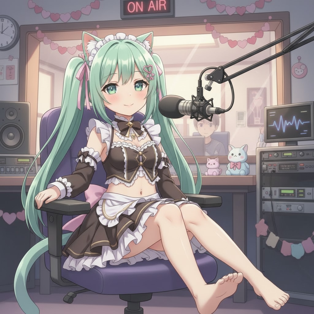 みどツイにゃん。2月13日 #世界ラジオデー。バレンタインメイド。 | の人気AIイラスト・グラビア