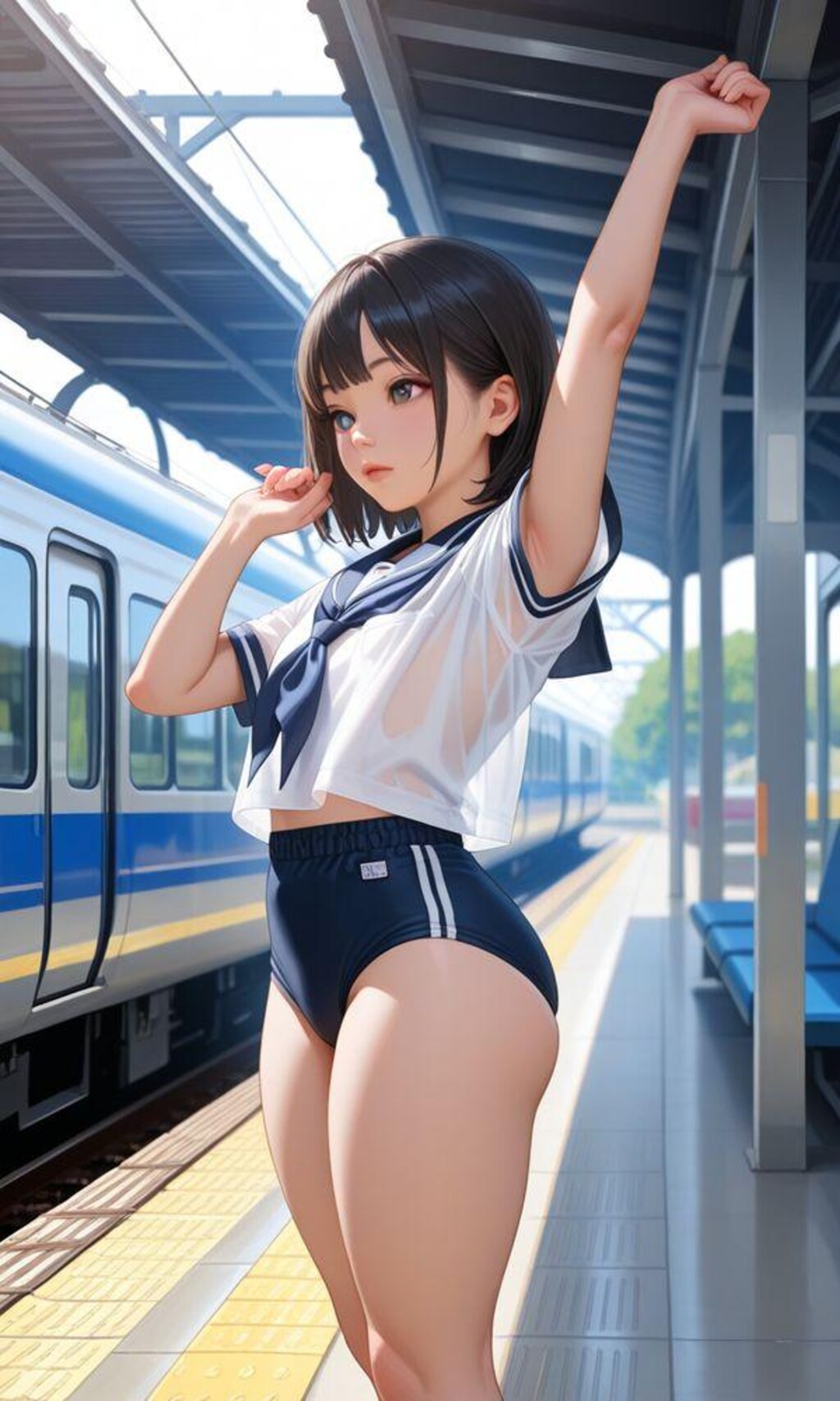 セーラーブルマちゃんのワキとおへそ