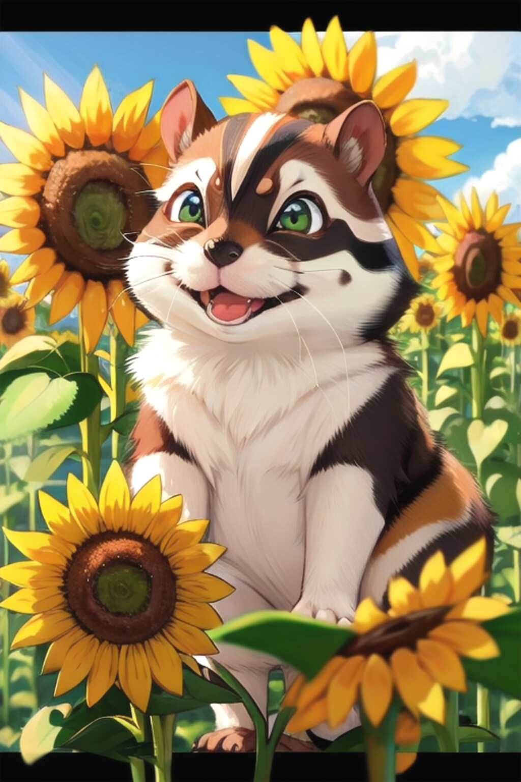 ヒマワリとリス