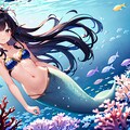 水中を楽しむ人魚さん 2枚目