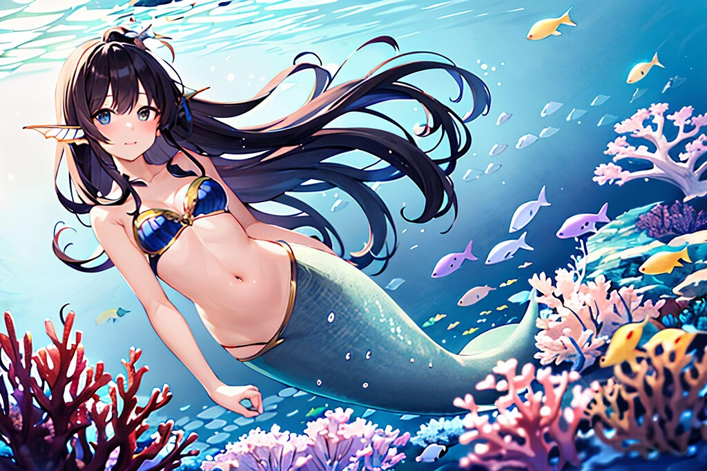水中を楽しむ人魚さん
