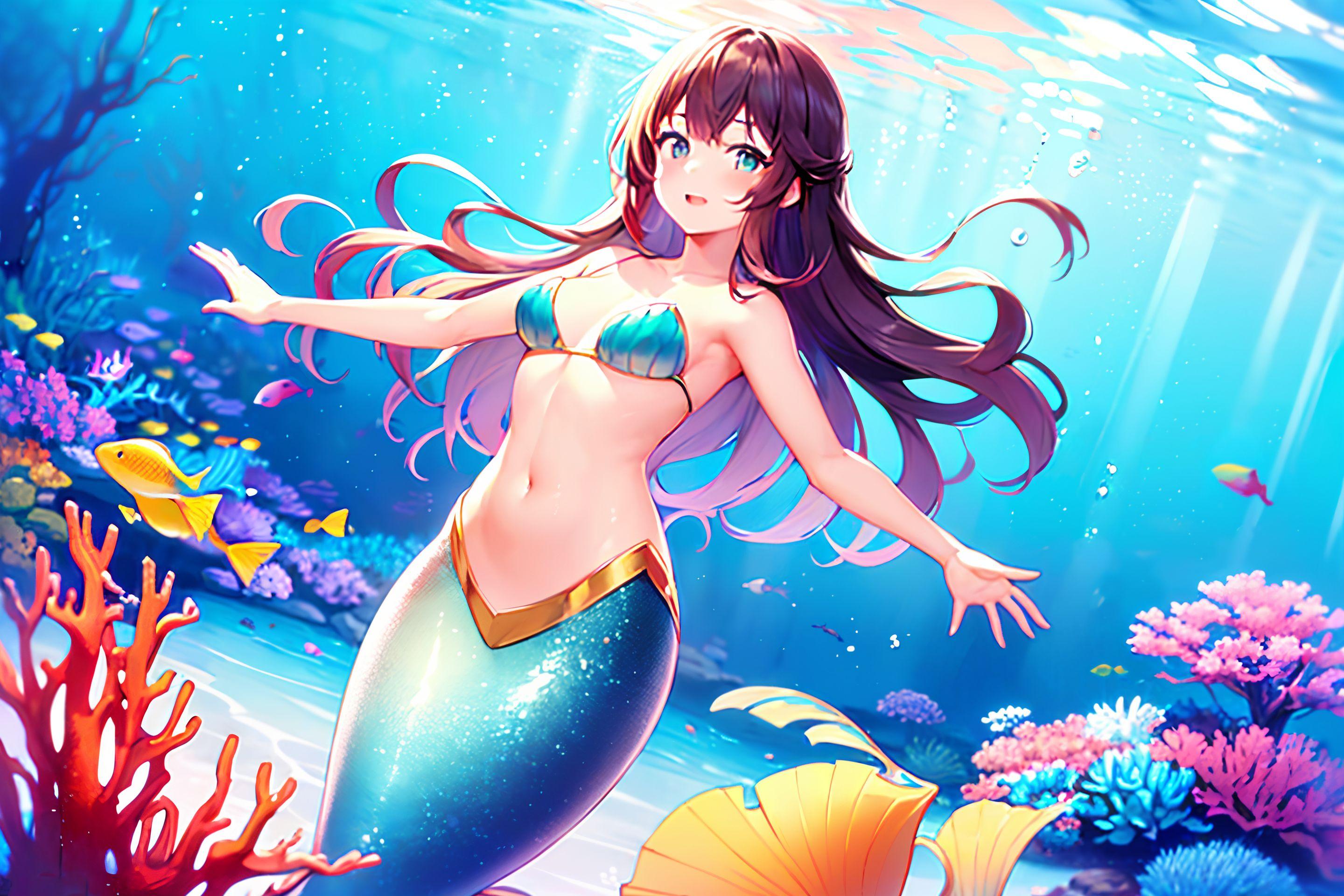 水中を楽しむ人魚さん
