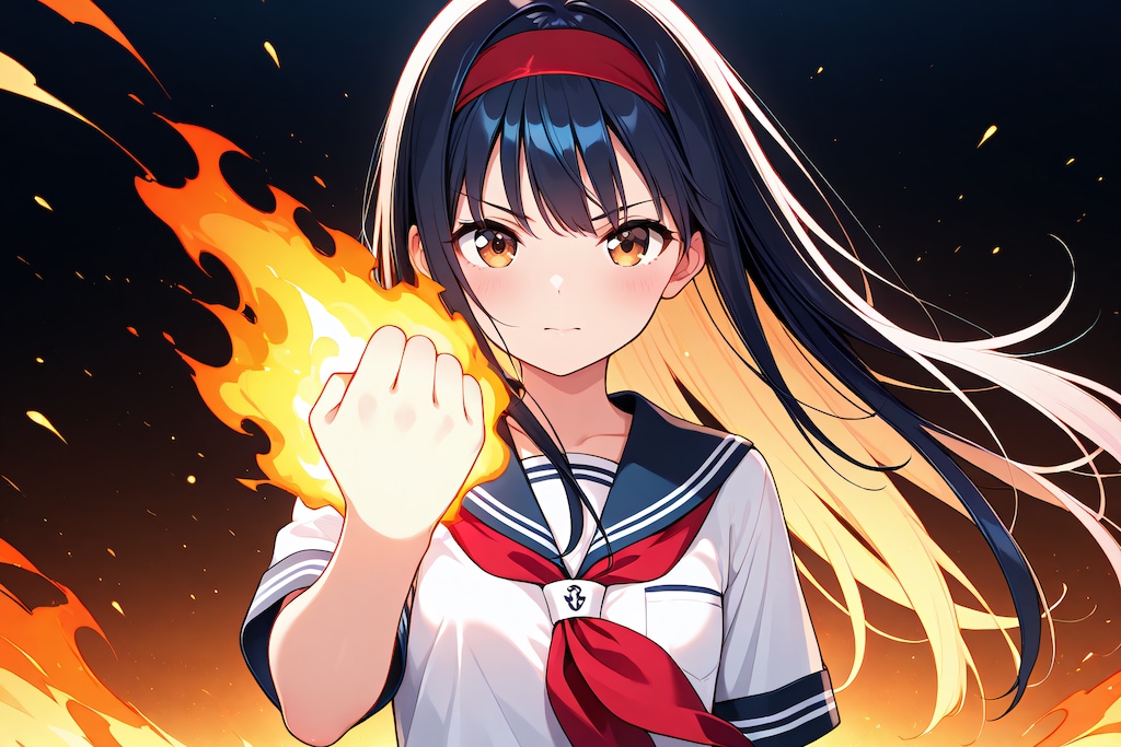 私の右手が真っ赤に燃える