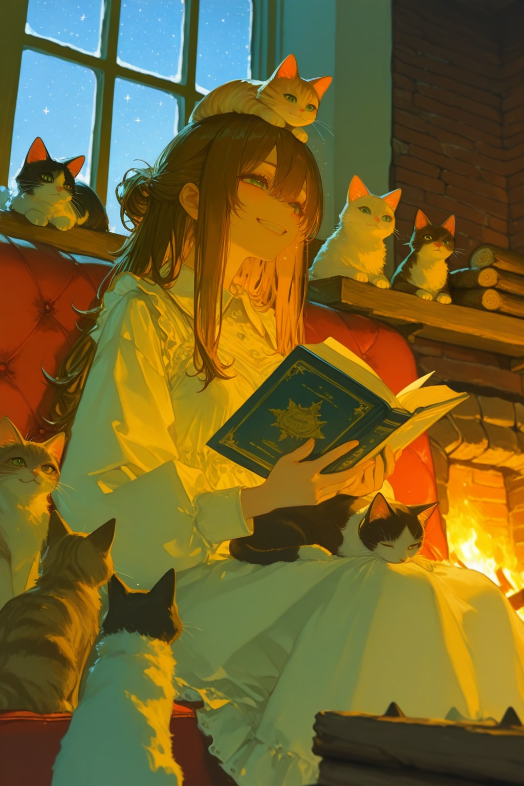 猫と読書 | の人気AIイラスト・グラビア