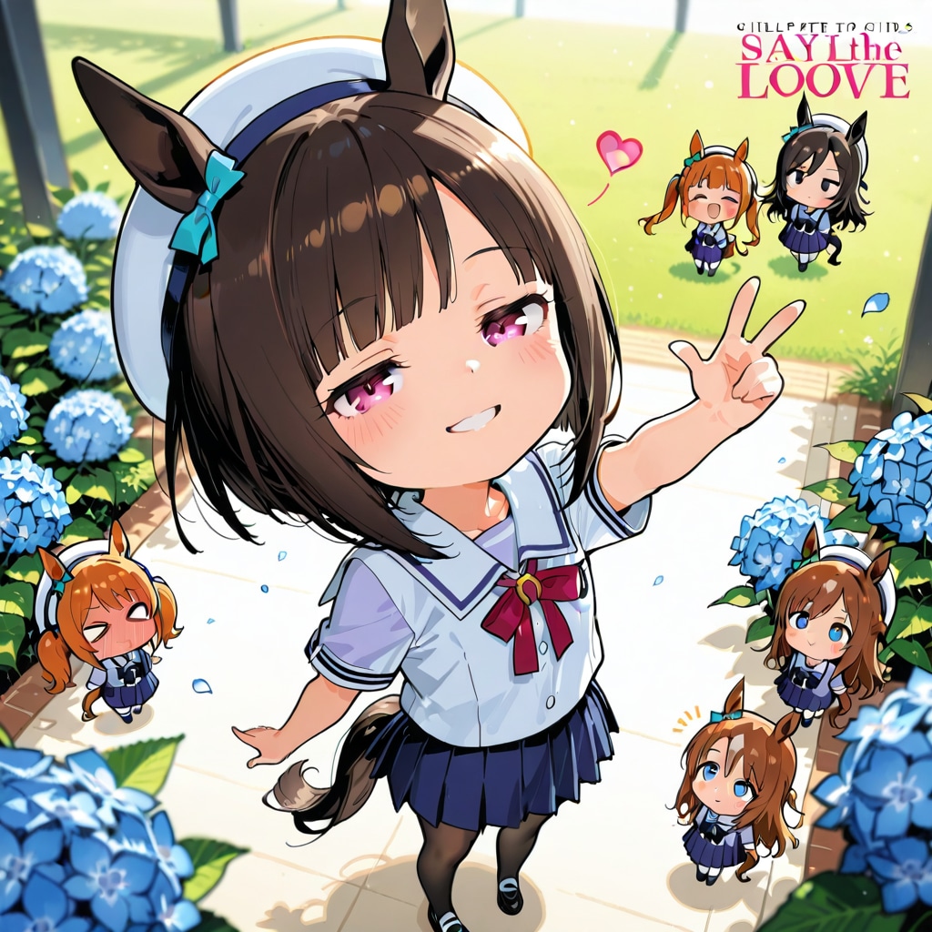 紫陽花とちびちゃん。