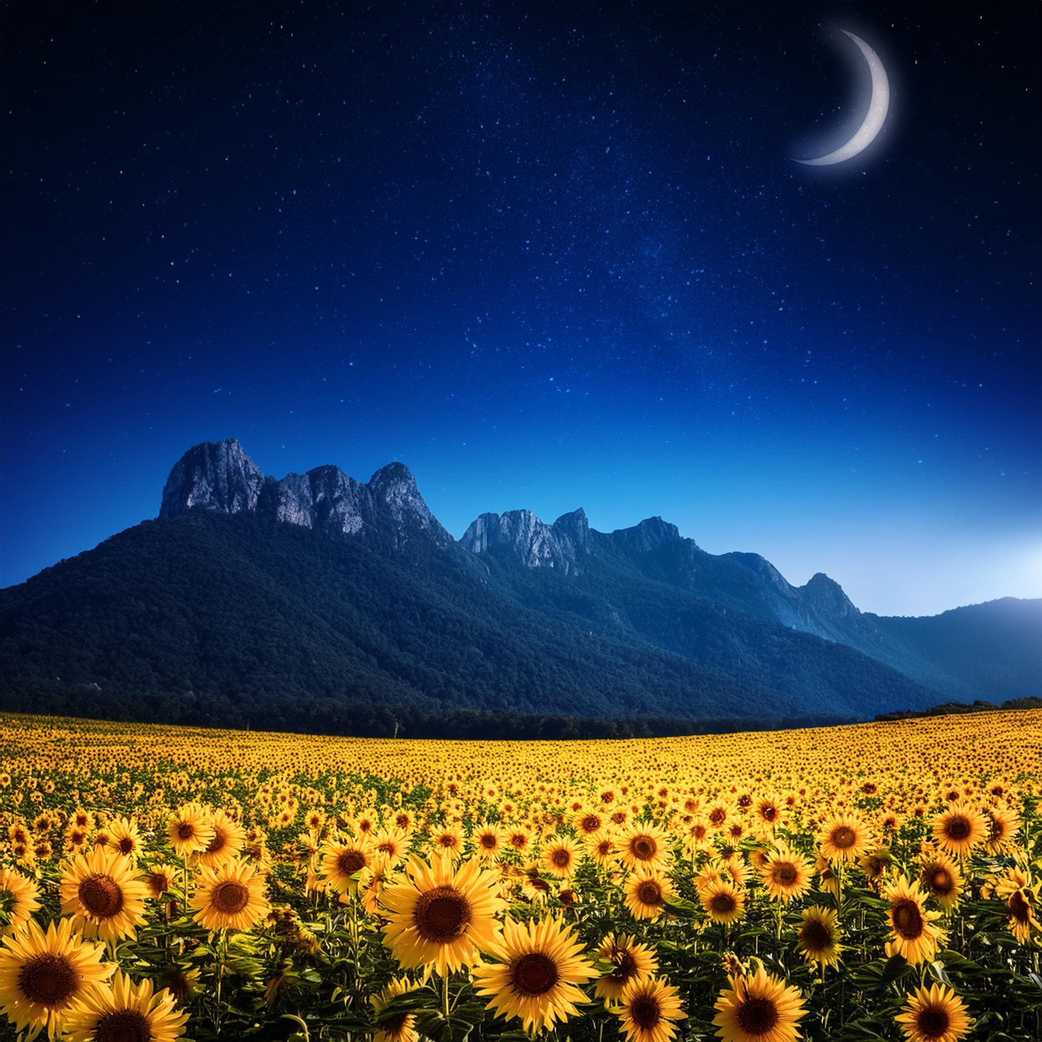 ひまわりの咲く夜 | の人気AIイラスト・グラビア