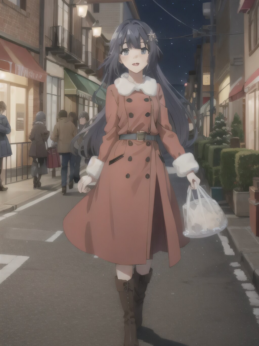 黒髪ロングでサンタ衣装の少女１２