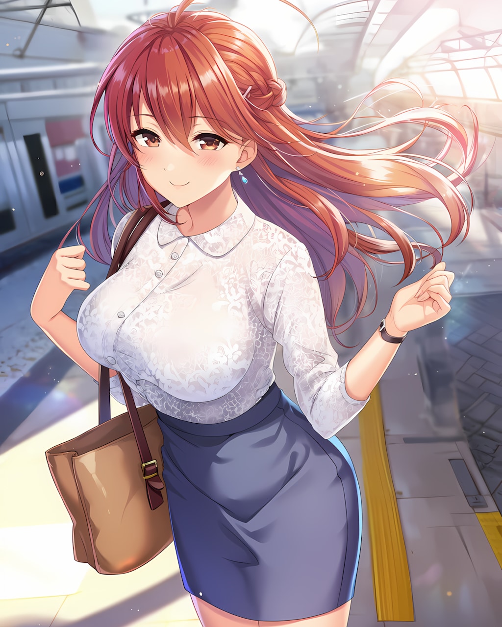 通勤お姉さん！白レースブラウスコーデ🌸