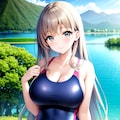 競泳水着娘と琵琶湖（滋賀県） 4枚目