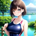 競泳水着娘と琵琶湖（滋賀県） 3枚目