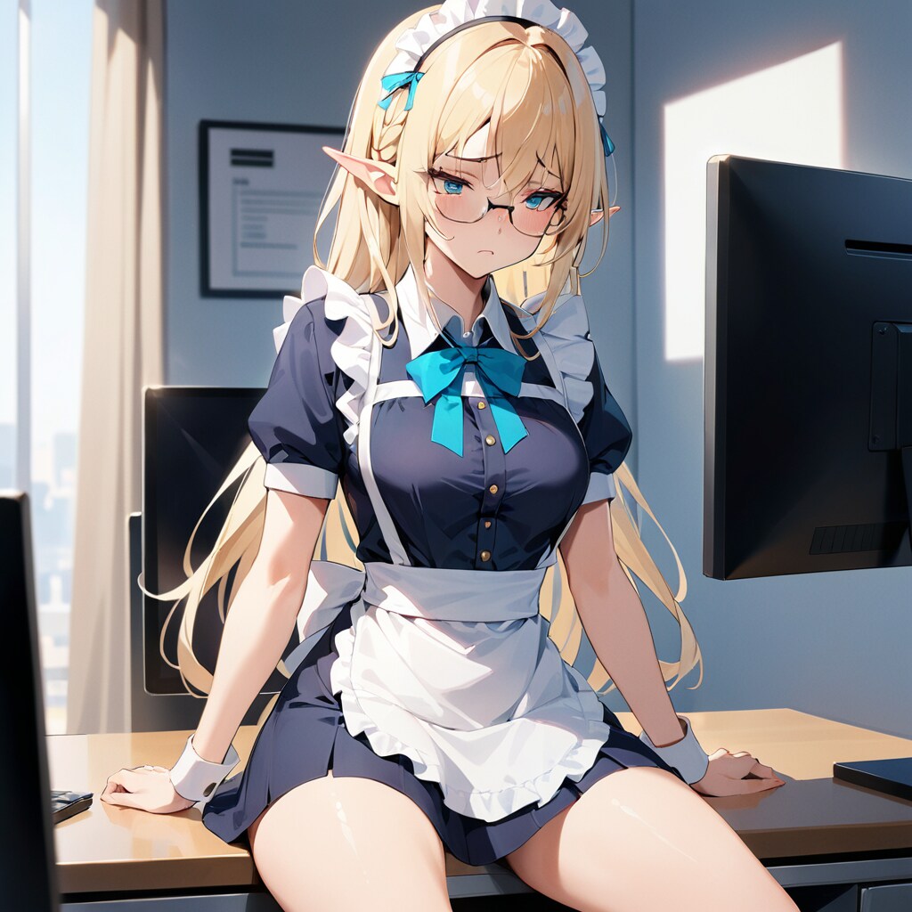 戸惑うエルフメイドさん