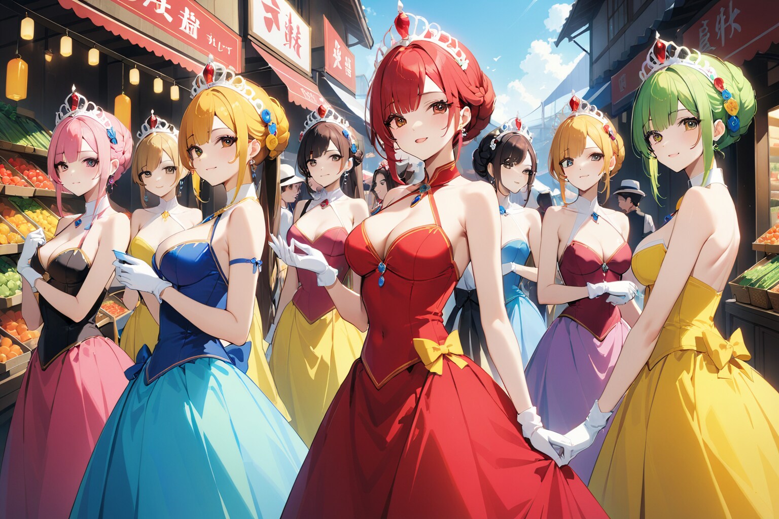市場にいる八人の女王 | の人気AIイラスト・グラビア