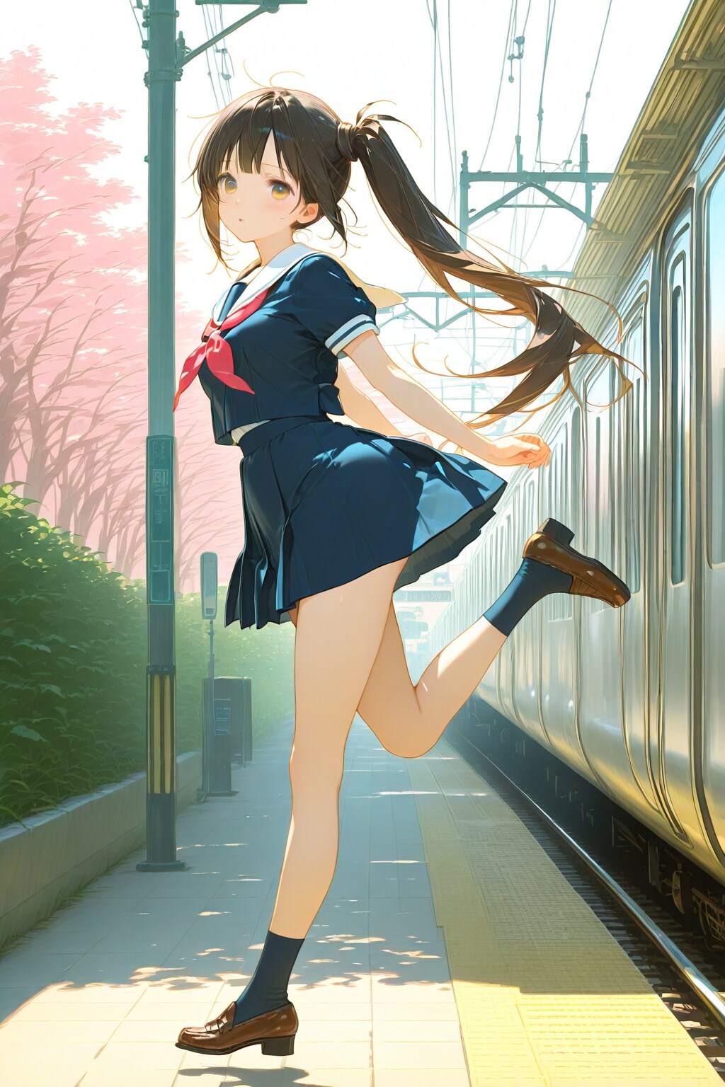 危うく、乗り過ごすとこだった。 | の人気AIイラスト・グラビア