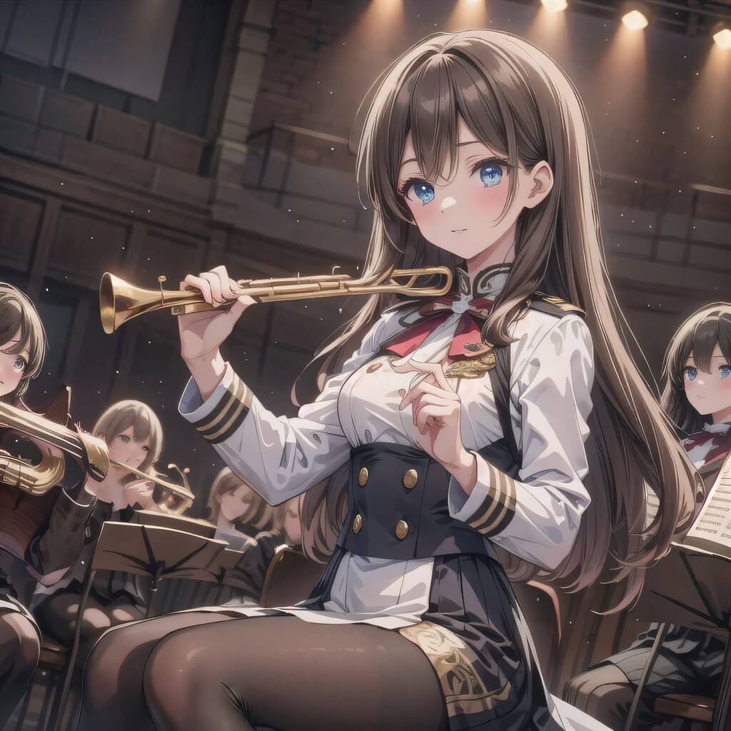 黒髪ロングでブラスバンドの少女２２