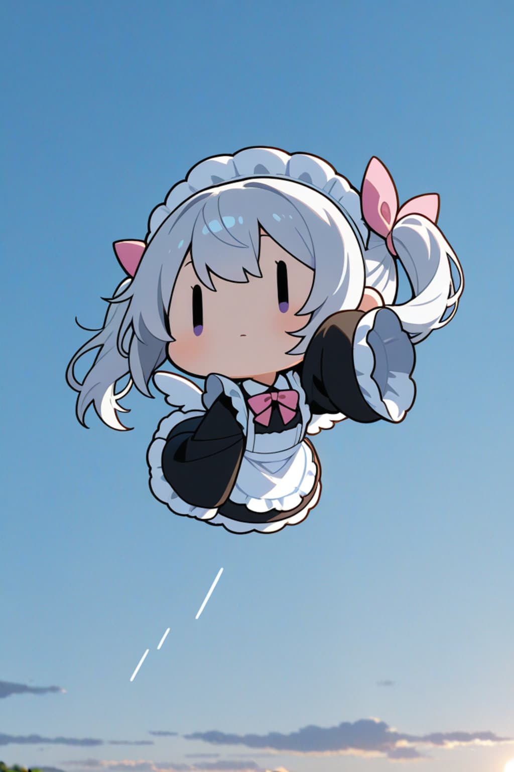 袖のサイズを間違えたチビメイドさん