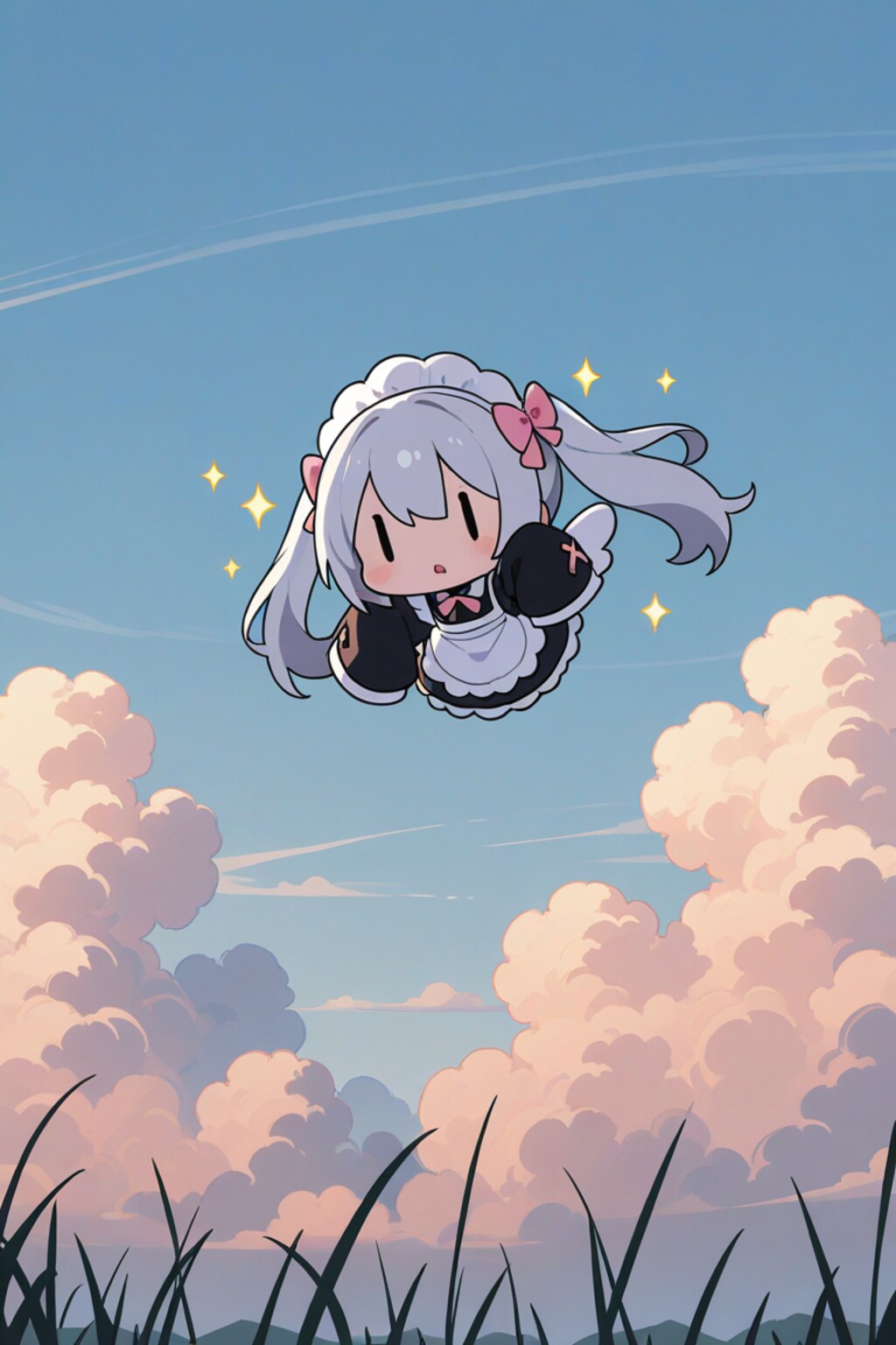 袖のサイズを間違えたチビメイドさん