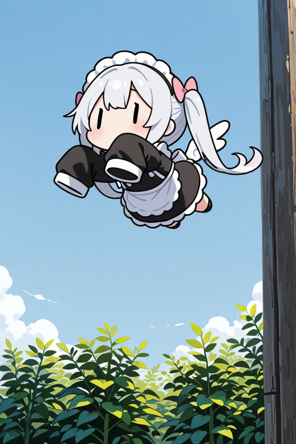 袖のサイズを間違えたチビメイドさん