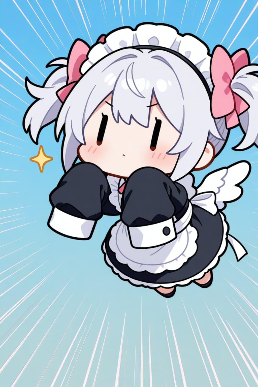 袖のサイズを間違えたチビメイドさん