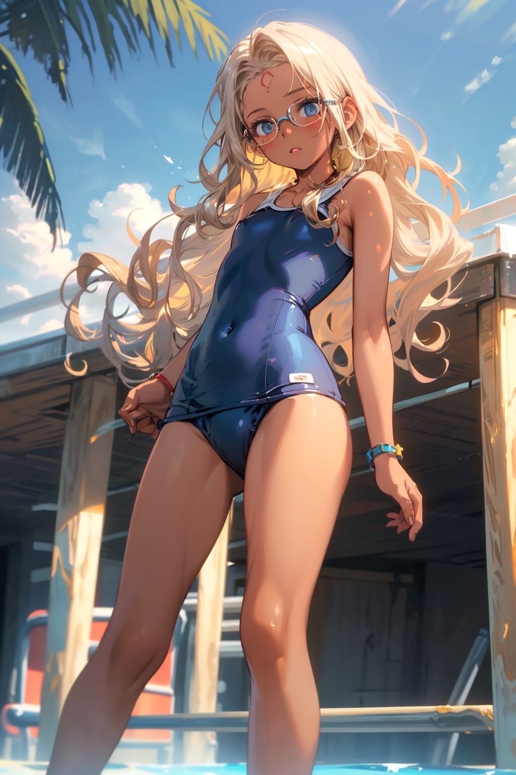 スク水の眼鏡っ娘