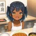 豚カツ定食を食べるこなつちゃん 4枚目
