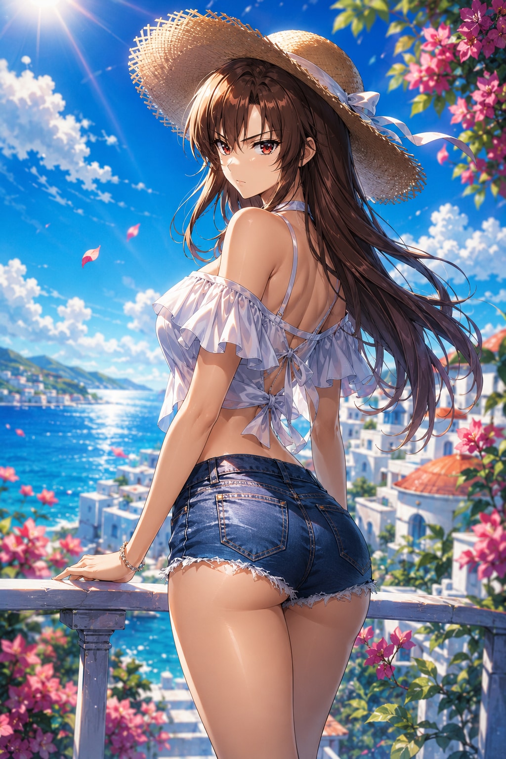 海辺のバルコニーでの夏のひととき