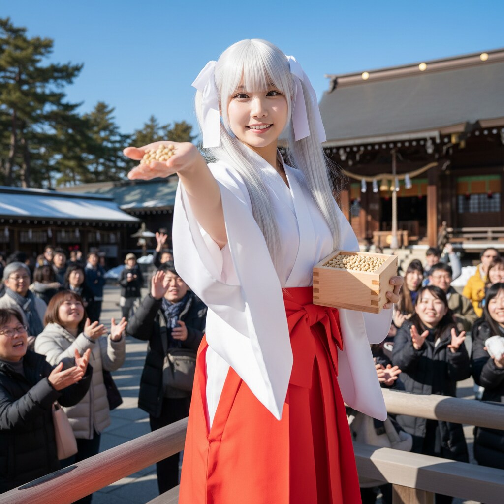 白ツイさん。節分。巫女
