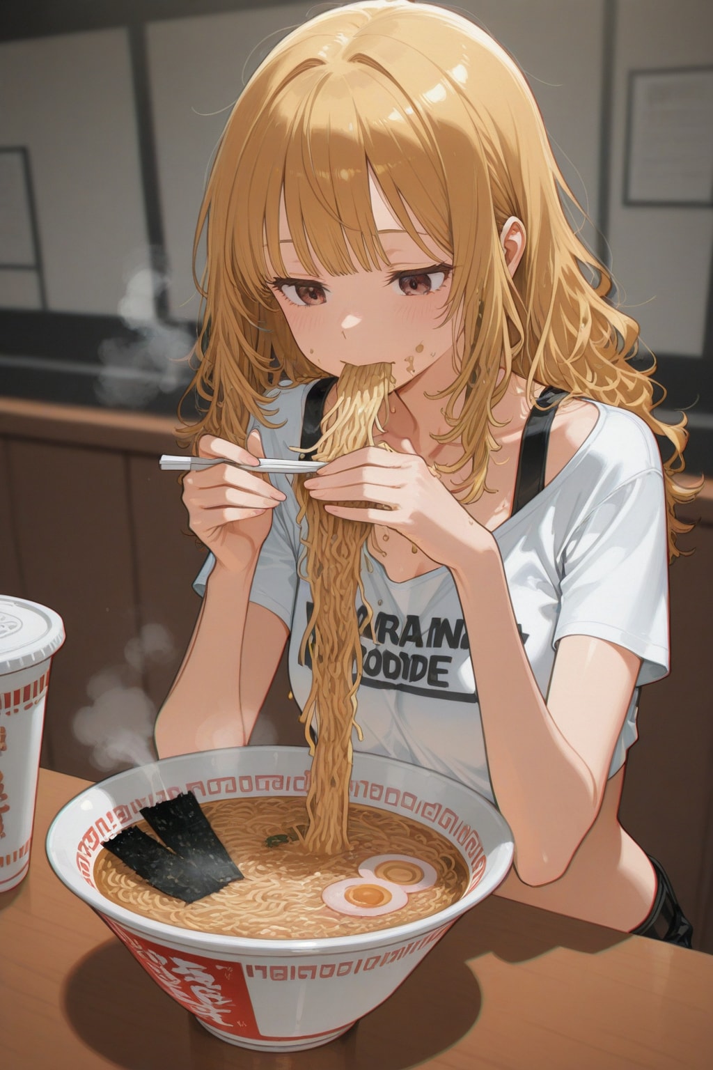 【SD1.5レトロ】ラーメンを食べる【PHOENIX】 | の人気AIイラスト・グラビア