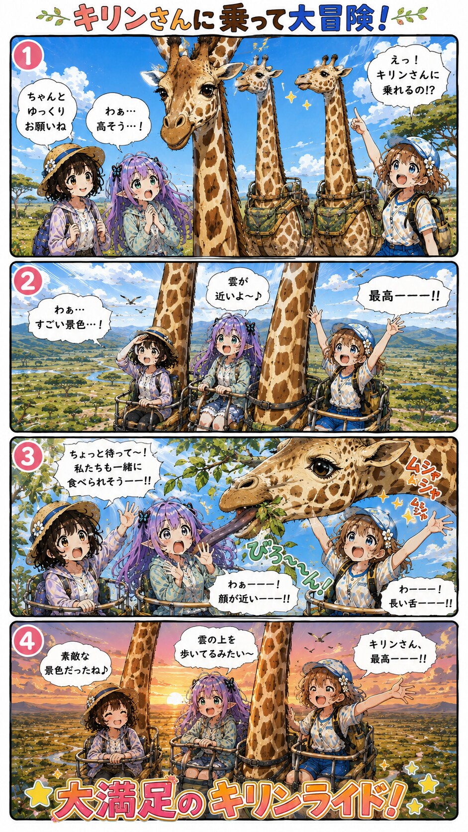 キリンさんに乗って | の人気AIイラスト・グラビア