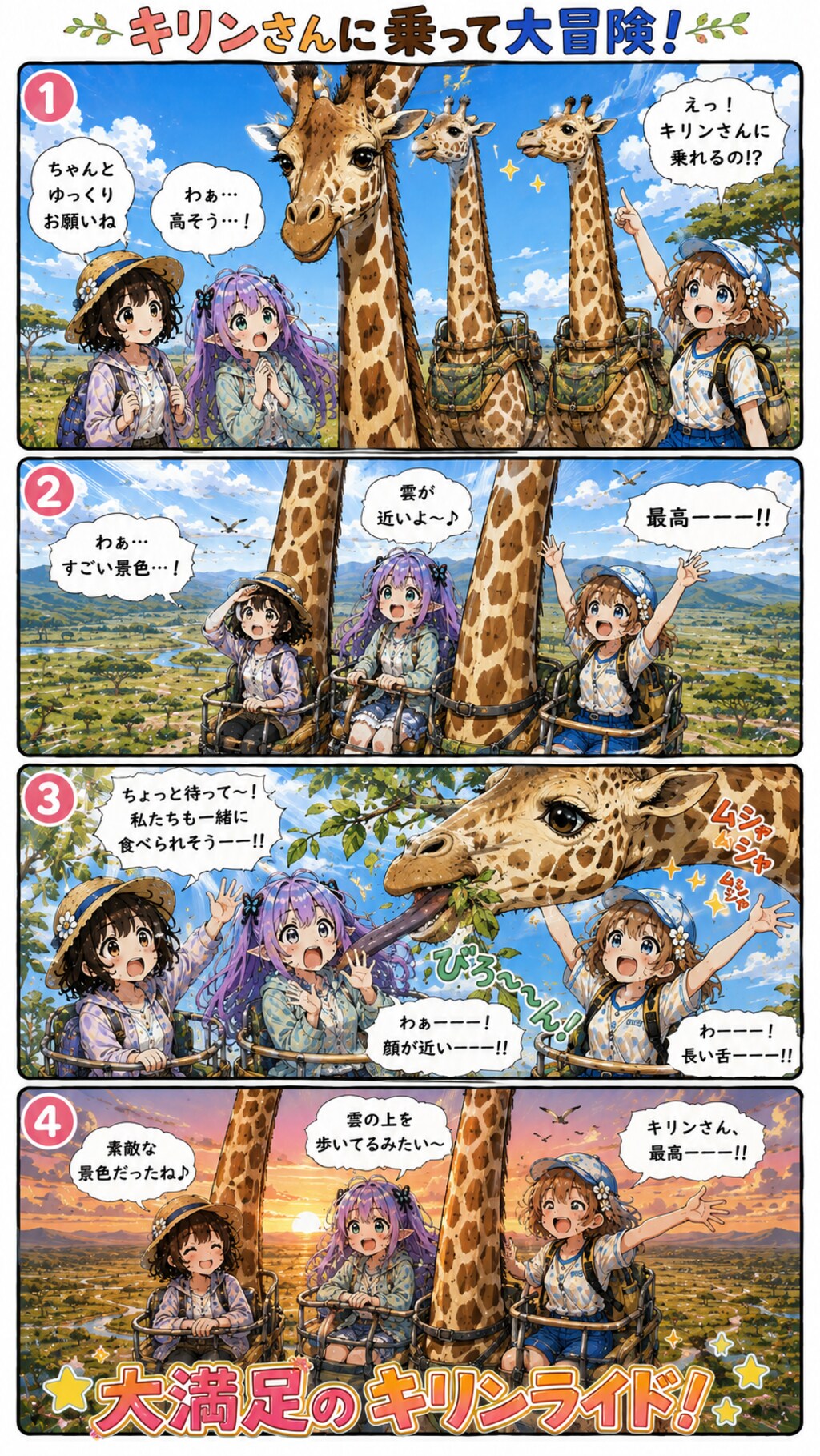 キリンさんに乗って