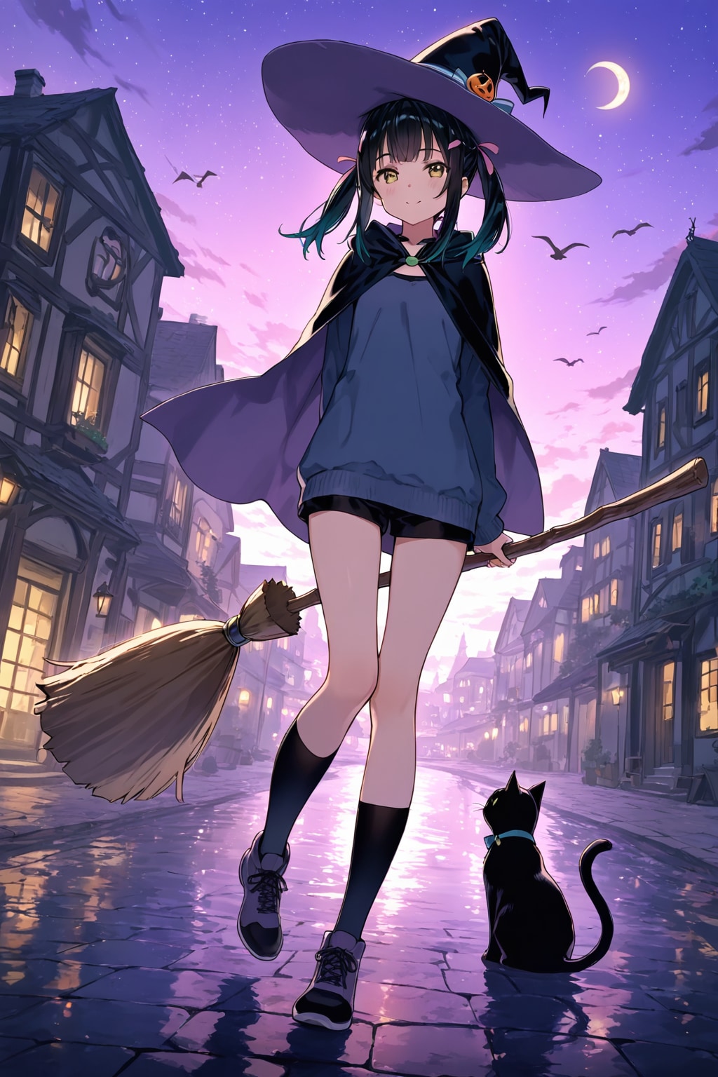 魔女と黒猫 | の人気AIイラスト・グラビア