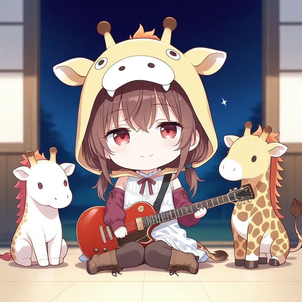 ギターとキリンフーディーちび子ちゃん