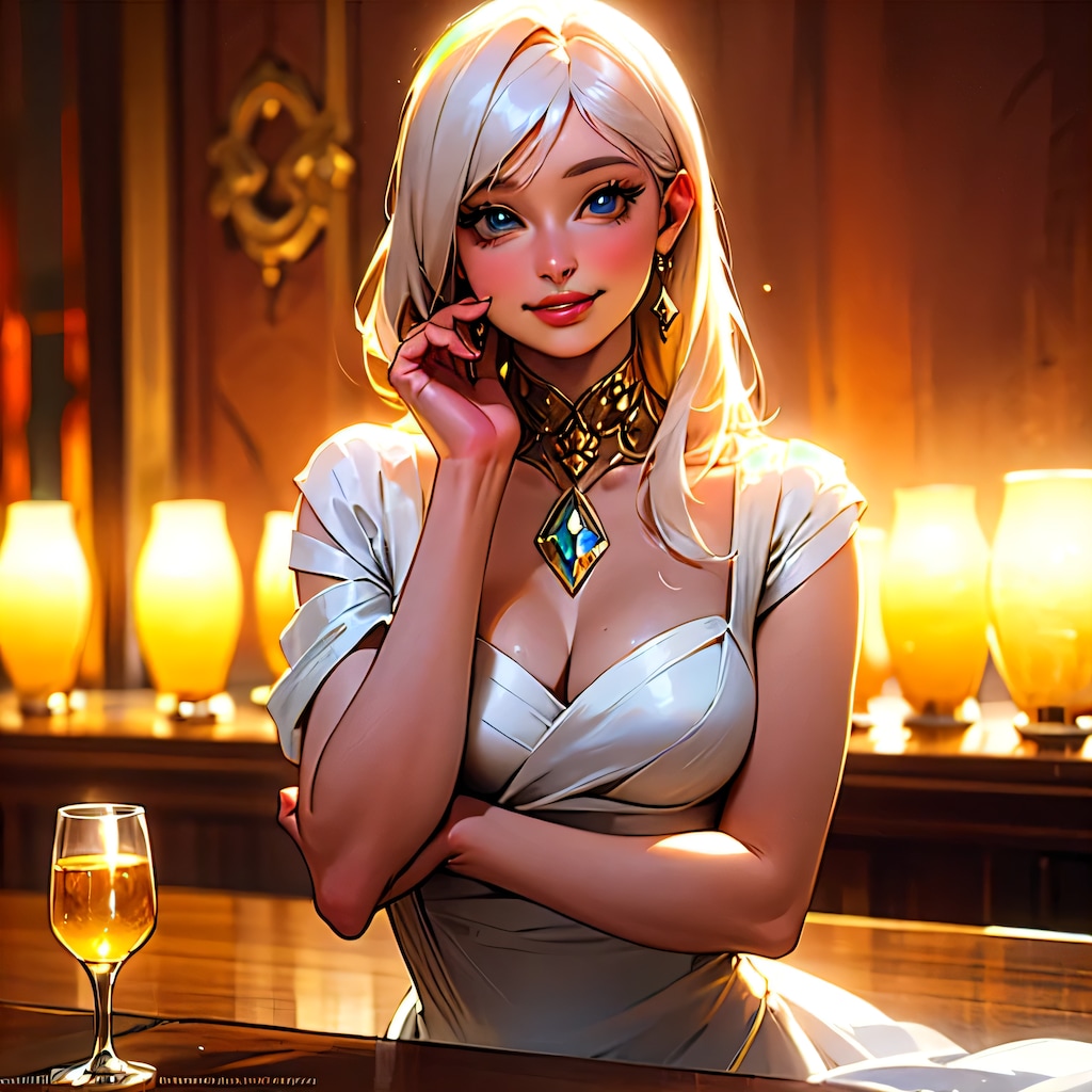 白髪ロングで酒場の少女４