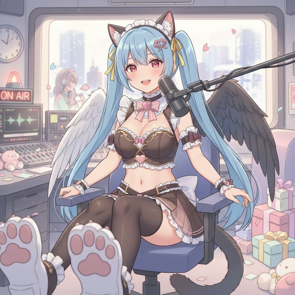 青ツイにゃん。2月13日 #世界ラジオデー。バレンタインメイド。 | の人気AIイラスト・グラビア