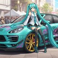 初音ミクとポルシェカイエンオープンカー 4枚目