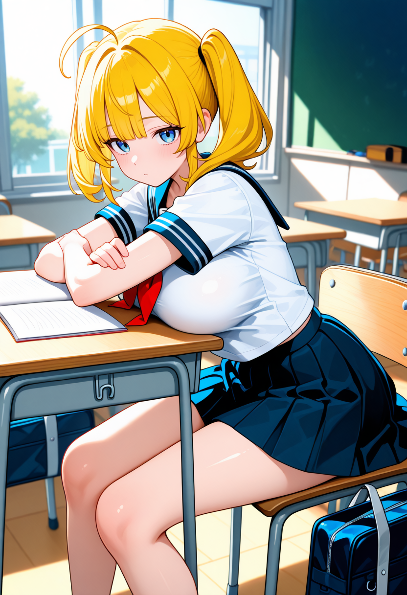 金髪ツインテール女子校生 | の人気AIイラスト・グラビア